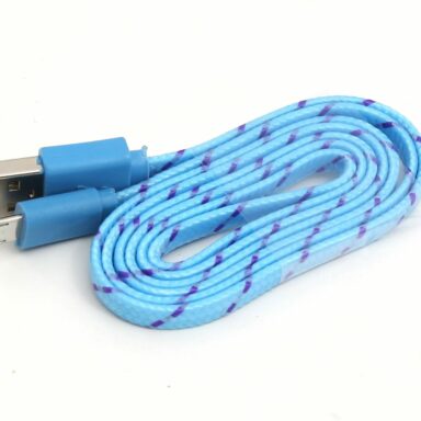 FABRIC BRAIDED MICRO USB TO USB FLAT CABLE 1M BLUE & YELLOW [42330]