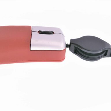 Mouse optic mini USB retractabil rosu