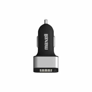 Incarcator auto Maxell 3.1 A,cu 2 porturi USB si indicator led,negru cu argintiu