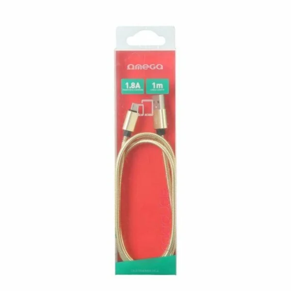 Cablu Omega micro USB - USB, metal, 1.8A, 1 m,auriu [44209] - imagine 3
