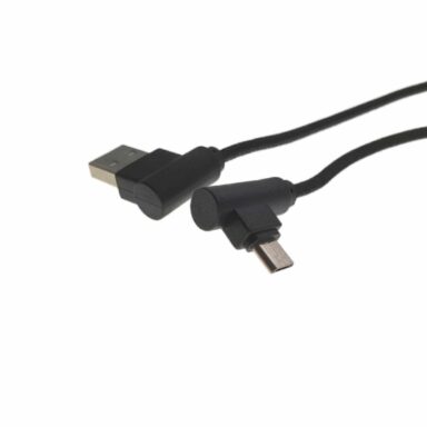 Cablu USB 2.0 la microUSB, unghi 90 grade la ambele capete, 300 cm lungime, invelis textil, negru