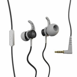 Casti in ear cu microfon, Maxell Magneto, design wing tip cu baza magnetica, jack 3.5mm, cablu plat 125cm, cu suport, negru cu gri