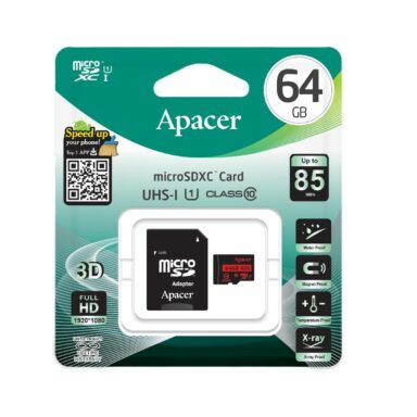 MicroSDXC Card Apacer 64GB UHS-I clasa 10 cu adaptor, 85MB/s