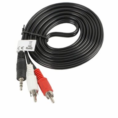 Cablu audio jack 3.5 mm 3 pin tata la 2 x RCA, 2 m, Lanberg 41402, stereo, negru