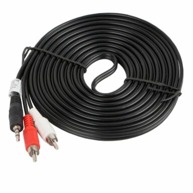 Cablu audio jack 3.5 mm 3 pin tata la 2 x RCA, 5 m, Lanberg 41404, stereo, negru