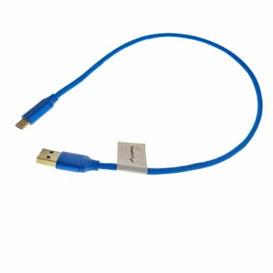 Cablu Lanberg 41653 Premium USB 2.0 tata la USB tip C tata, QC 3.0 5A, cu protectie textila, 50cm, conectori auriti, albastru