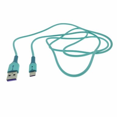 Cablu premium de incarcare rapida, LED, USB 2.0 tata la USB tip C tata, Liquid Soft Rubber, 1.5m, 3A, albastru