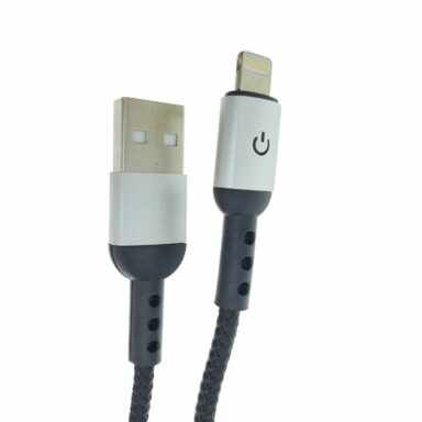 Cablu premium USB 2.0 tata la 8-pin Lightning tata , 3A, 1.2m, Fast Charging Bright Black, indicator Led, negru