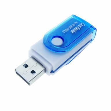Cititor USB 2.0 pentru carduri de memorie MicroSD, SDHC, M2, MMC, cu capac rotativ, albastru