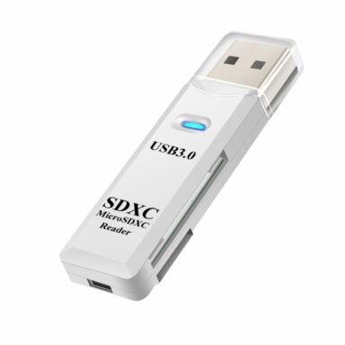 Cititor USB 3.0 pentru carduri SDXC si microSDXC , scriere, stocare si transfer date, indicator LED, cu capac, alb