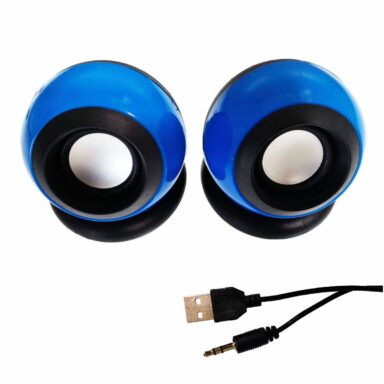 Boxe stereo 2.0, design Globe, 2x 3W, alimentare USB, conectare jack 3.5mm, albastre