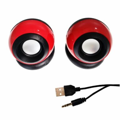 Boxe Stereo 2.0, Design Globe, 2x 3W, Alimentare USB, Conectare Jack 3.5mm, Rosii