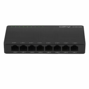 Switch Gigabit Lanberg 42417, cu 8 porturi Gigabit Ethernet RJ-45 10/100/1000 Mbps, 12V, racire pasiva, negru