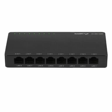 Switch Gigabit Lanberg 42417, cu 8 porturi Gigabit Ethernet RJ-45 10/100/1000 Mbps, 12V, racire pasiva, negru