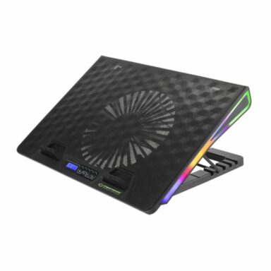 Cooler Laptop Esperanza Alize, iluminare RGB 7 moduri, display LCD, Hub 2 port USB, 5 unghiuri de reglare, negru