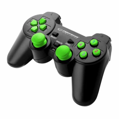 Controller Esperanza EGG102G Warrior, cu vibratii, gamepad PC, negru cu verde