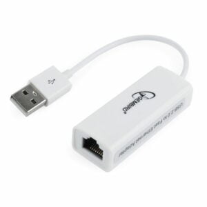 Placa de retea Gembird 09675, USB 2.0 tata la RJ-45 mama, adaptor LAN Ethernet, internet 10/100 Mbps, alb