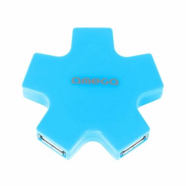 Hub USB Cu 4 Porturi USB 2.0, Omega Star Blue 43520, Incarcare, Transfer Date, Conectare Periferice, Albastru