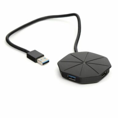 Hub USB 3.0 cu 4 porturi, Platinet 45222, cu LED, viteza pana la 5 GB/s, negru