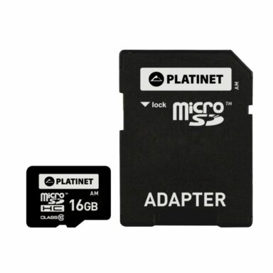 Card Platinet microSDHC 16 Gb clasa 10 cu adaptor,42209