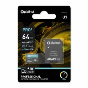 Card microSDXC 64 Gb Platinet 43998 cu adaptor SD clasa 10 UI 70Mb/s