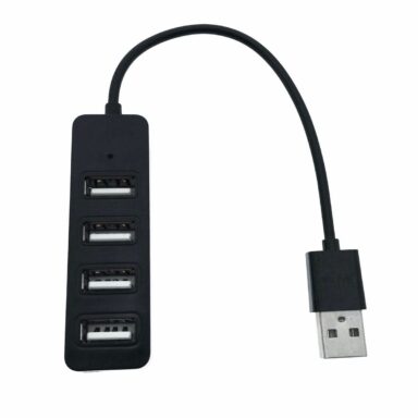 HUB cu 4 porturi USB 2.0, cablu 10 cm si conector USB tip A tata, cu indicator Led, negru