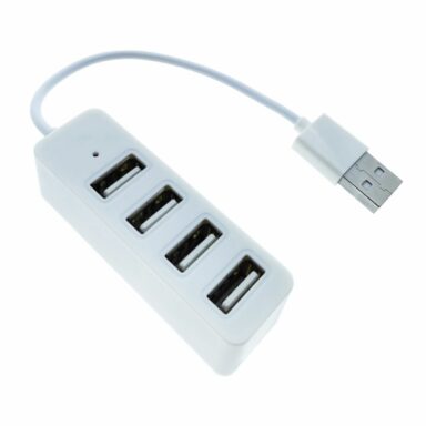 HUB cu 4 porturi USB 2.0 si cablu cu lungime de 10 cm cu conector USB tip A tata, cu indicator Led, alb