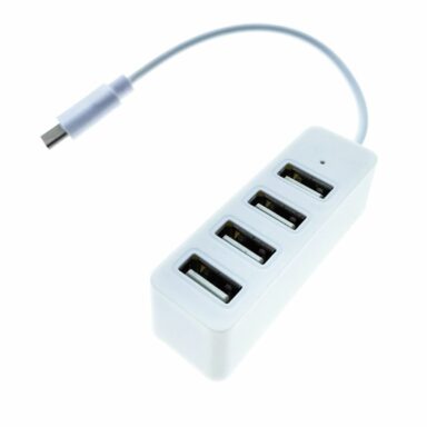 HUB Cu Conector USB Tip C , 4 Porturi USB 2.0, Cablu 10 Cm, Indicator Led, Alb