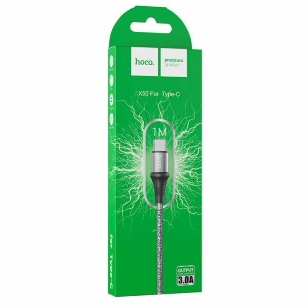 Cablu cu conectori USB tata la USB Tip C tata, HOCO X50 Excellent, 3A, lungime 1m, gri - imagine 3