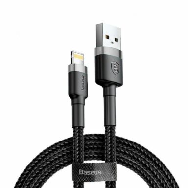 Cablu cu conectori USB Tip A tata la 8-pin Lightning tata, Baseus Cafule CALKLF-BG1, 1m, 2.4A, negru cu gri