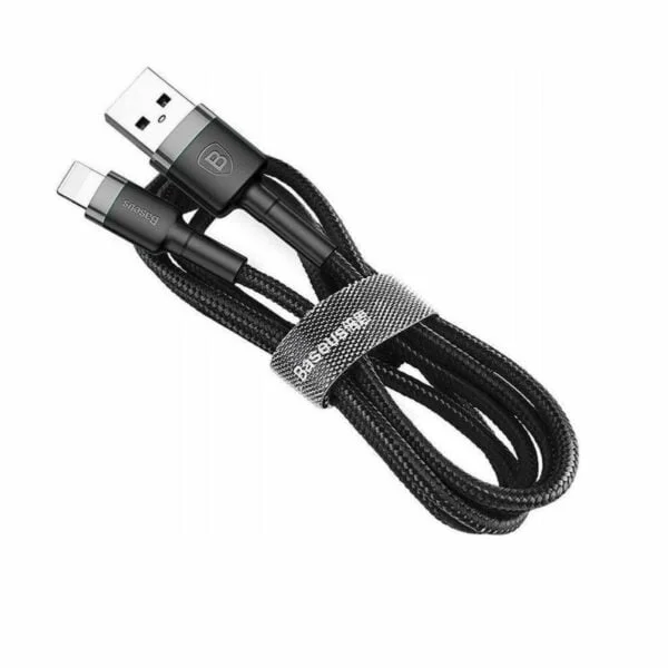 Cablu cu conectori USB Tip A tata la 8-pin Lightning tata, Baseus Cafule CALKLF-BG1, 1m, 2.4A, negru cu gri - imagine 2