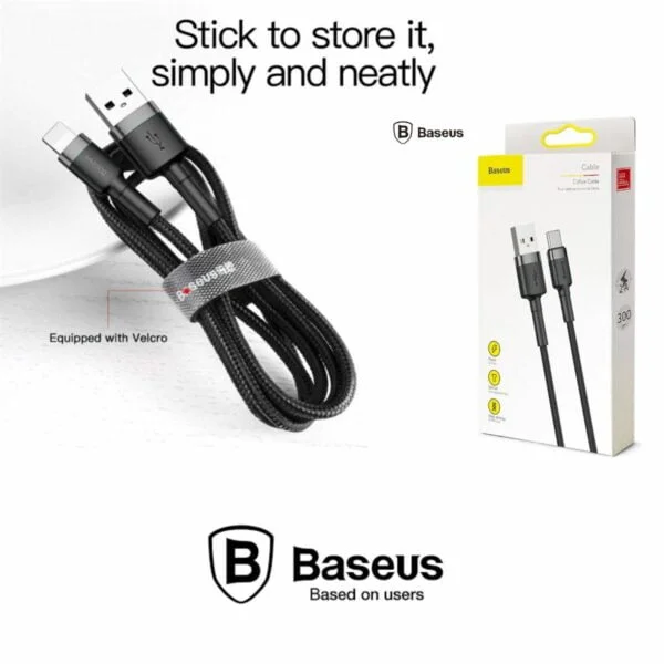 Cablu cu conectori USB Tip A tata la 8-pin Lightning tata, Baseus Cafule CALKLF-BG1, 1m, 2.4A, negru cu gri - imagine 3