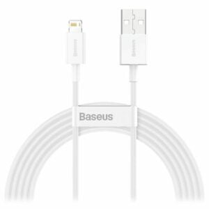 Cablu cu conectori USB tata si lightning tata, Baseus Superior Series CALYS-C02, 2.4A, 2m, alb