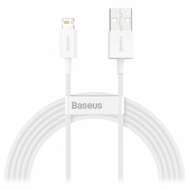 Cablu Cu Conectori USB Tata Si Lightning Tata, Baseus Superior Series CALYS-C02, 2.4A, 2m, Alb