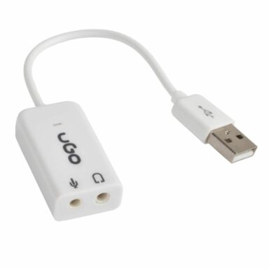 Placa de sunet USB 7.1, Ugo UKD-1086, adaptor pentru casti si microfon, alba