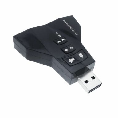 Placa de sunet USB externa, cu 4 porturi Jack 3.5 mm, 7.1 USB Virtual Channel Sound, neagra
