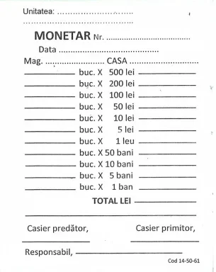MONETAR AUTOCOPIATIV A6 CU 2 EXEMPLARE